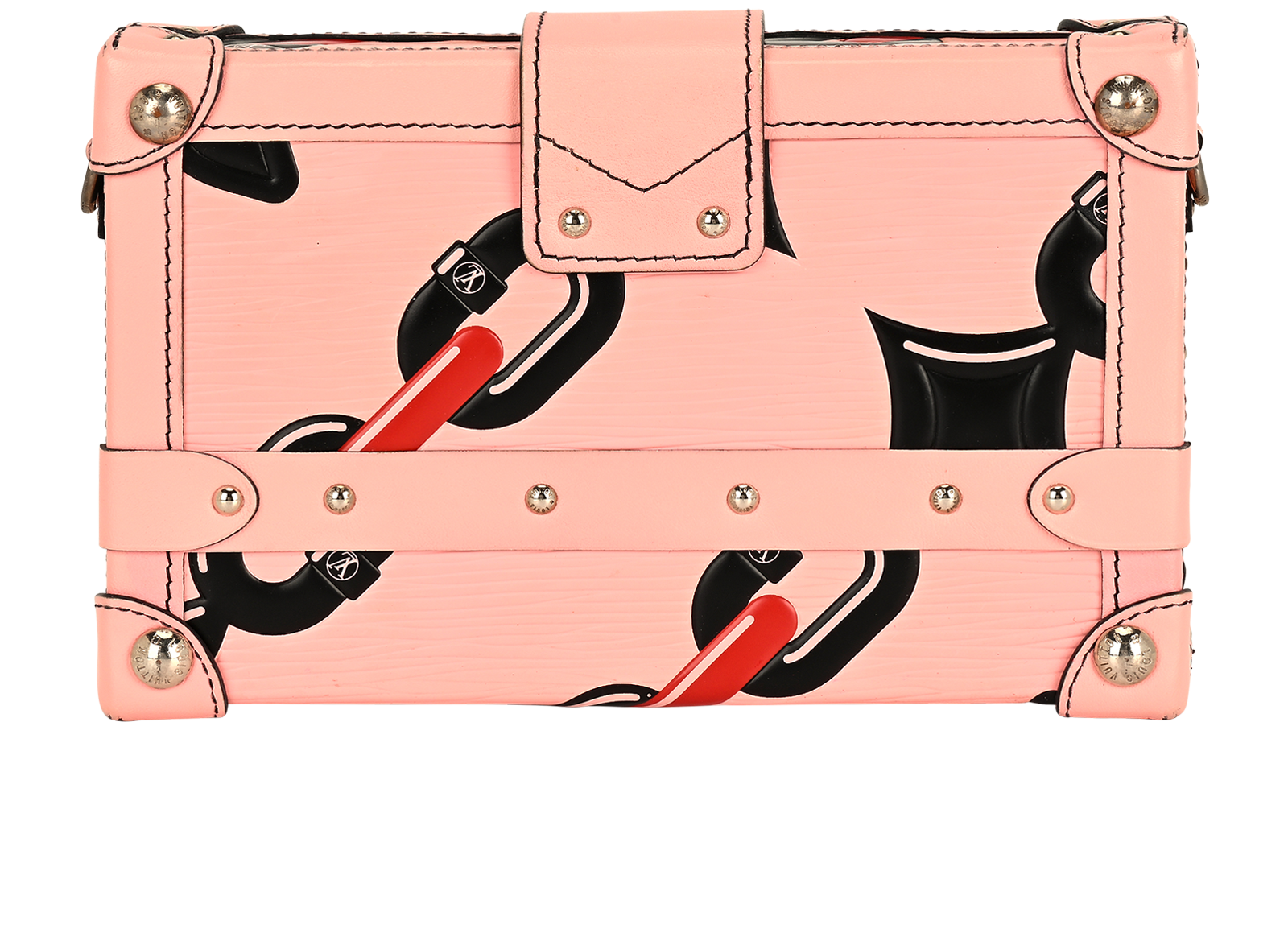 Petite Malle, &pound;2,100, Handbags, Black/Pink, Canvas/Leather, Back view